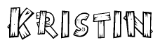 The clipart image shows the name Kristin stylized to look as if it has been constructed out of wooden planks or logs. Each letter is designed to resemble pieces of wood.