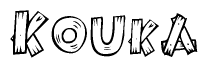 The clipart image shows the name Kouka stylized to look like it is constructed out of separate wooden planks or boards, with each letter having wood grain and plank-like details.