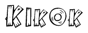 The clipart image shows the name Kikok stylized to look like it is constructed out of separate wooden planks or boards, with each letter having wood grain and plank-like details.