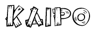 The clipart image shows the name Kaipo stylized to look as if it has been constructed out of wooden planks or logs. Each letter is designed to resemble pieces of wood.