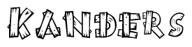 The clipart image shows the name Kanders stylized to look like it is constructed out of separate wooden planks or boards, with each letter having wood grain and plank-like details.