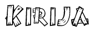 The clipart image shows the name Kirija stylized to look like it is constructed out of separate wooden planks or boards, with each letter having wood grain and plank-like details.