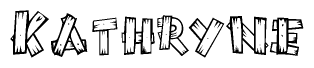The image contains the name Kathryne written in a decorative, stylized font with a hand-drawn appearance. The lines are made up of what appears to be planks of wood, which are nailed together