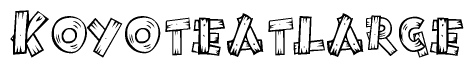 The clipart image shows the name Koyoteatlarge stylized to look like it is constructed out of separate wooden planks or boards, with each letter having wood grain and plank-like details.