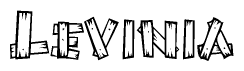 The clipart image shows the name Levinia stylized to look like it is constructed out of separate wooden planks or boards, with each letter having wood grain and plank-like details.