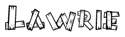 The clipart image shows the name Lawrie stylized to look like it is constructed out of separate wooden planks or boards, with each letter having wood grain and plank-like details.