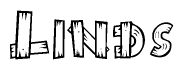 The clipart image shows the name Linds stylized to look like it is constructed out of separate wooden planks or boards, with each letter having wood grain and plank-like details.
