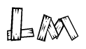 The clipart image shows the name Lm stylized to look as if it has been constructed out of wooden planks or logs. Each letter is designed to resemble pieces of wood.
