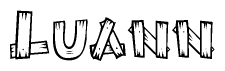 The clipart image shows the name Luann stylized to look like it is constructed out of separate wooden planks or boards, with each letter having wood grain and plank-like details.