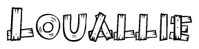 The clipart image shows the name Louallie stylized to look like it is constructed out of separate wooden planks or boards, with each letter having wood grain and plank-like details.