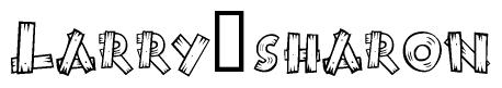 The image contains the name Larry sharon written in a decorative, stylized font with a hand-drawn appearance. The lines are made up of what appears to be planks of wood, which are nailed together