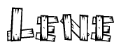 The clipart image shows the name Lene stylized to look like it is constructed out of separate wooden planks or boards, with each letter having wood grain and plank-like details.