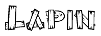 The clipart image shows the name Lapin stylized to look as if it has been constructed out of wooden planks or logs. Each letter is designed to resemble pieces of wood.