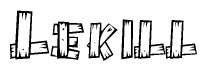 The clipart image shows the name Lekill stylized to look like it is constructed out of separate wooden planks or boards, with each letter having wood grain and plank-like details.
