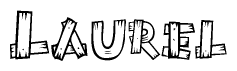 The clipart image shows the name Laurel stylized to look like it is constructed out of separate wooden planks or boards, with each letter having wood grain and plank-like details.