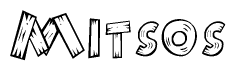 The clipart image shows the name Mitsos stylized to look as if it has been constructed out of wooden planks or logs. Each letter is designed to resemble pieces of wood.