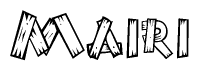 The clipart image shows the name Mairi stylized to look like it is constructed out of separate wooden planks or boards, with each letter having wood grain and plank-like details.
