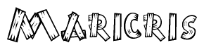 The clipart image shows the name Maricris stylized to look like it is constructed out of separate wooden planks or boards, with each letter having wood grain and plank-like details.