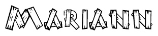 The clipart image shows the name Mariann stylized to look as if it has been constructed out of wooden planks or logs. Each letter is designed to resemble pieces of wood.