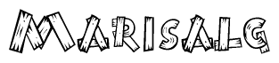 The clipart image shows the name Marisalg stylized to look like it is constructed out of separate wooden planks or boards, with each letter having wood grain and plank-like details.