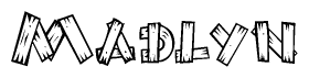 The clipart image shows the name Madlyn stylized to look like it is constructed out of separate wooden planks or boards, with each letter having wood grain and plank-like details.