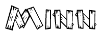 The clipart image shows the name Minn stylized to look like it is constructed out of separate wooden planks or boards, with each letter having wood grain and plank-like details.