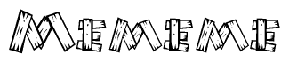 The clipart image shows the name Mememe stylized to look like it is constructed out of separate wooden planks or boards, with each letter having wood grain and plank-like details.