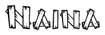 The clipart image shows the name Naina stylized to look like it is constructed out of separate wooden planks or boards, with each letter having wood grain and plank-like details.
