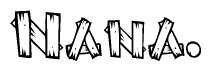 The image contains the name Nana written in a decorative, stylized font with a hand-drawn appearance. The lines are made up of what appears to be planks of wood, which are nailed together