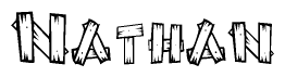 The clipart image shows the name Nathan stylized to look like it is constructed out of separate wooden planks or boards, with each letter having wood grain and plank-like details.