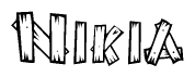 The clipart image shows the name Nikia stylized to look like it is constructed out of separate wooden planks or boards, with each letter having wood grain and plank-like details.