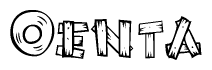 The clipart image shows the name Oenta stylized to look like it is constructed out of separate wooden planks or boards, with each letter having wood grain and plank-like details.