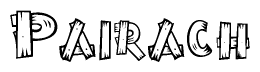 The image contains the name Pairach written in a decorative, stylized font with a hand-drawn appearance. The lines are made up of what appears to be planks of wood, which are nailed together