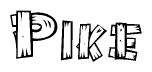 The clipart image shows the name Pike stylized to look as if it has been constructed out of wooden planks or logs. Each letter is designed to resemble pieces of wood.