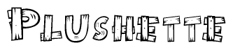 The clipart image shows the name Plushette stylized to look like it is constructed out of separate wooden planks or boards, with each letter having wood grain and plank-like details.