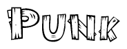 The clipart image shows the name Punk stylized to look like it is constructed out of separate wooden planks or boards, with each letter having wood grain and plank-like details.