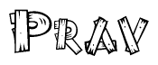 The clipart image shows the name Prav stylized to look like it is constructed out of separate wooden planks or boards, with each letter having wood grain and plank-like details.