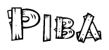 The clipart image shows the name Piba stylized to look as if it has been constructed out of wooden planks or logs. Each letter is designed to resemble pieces of wood.