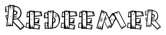 The clipart image shows the name Redeemer stylized to look as if it has been constructed out of wooden planks or logs. Each letter is designed to resemble pieces of wood.