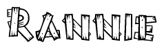 The clipart image shows the name Rannie stylized to look like it is constructed out of separate wooden planks or boards, with each letter having wood grain and plank-like details.