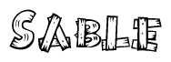 The clipart image shows the name Sable stylized to look like it is constructed out of separate wooden planks or boards, with each letter having wood grain and plank-like details.