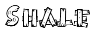 The clipart image shows the name Shale stylized to look as if it has been constructed out of wooden planks or logs. Each letter is designed to resemble pieces of wood.