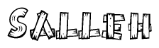 The clipart image shows the name Salleh stylized to look like it is constructed out of separate wooden planks or boards, with each letter having wood grain and plank-like details.
