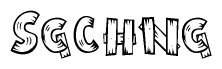 The clipart image shows the name Sgchng stylized to look as if it has been constructed out of wooden planks or logs. Each letter is designed to resemble pieces of wood.