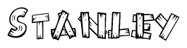 The image contains the name Stanley written in a decorative, stylized font with a hand-drawn appearance. The lines are made up of what appears to be planks of wood, which are nailed together