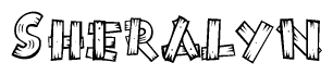The clipart image shows the name Sheralyn stylized to look like it is constructed out of separate wooden planks or boards, with each letter having wood grain and plank-like details.