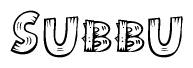 The clipart image shows the name Subbu stylized to look as if it has been constructed out of wooden planks or logs. Each letter is designed to resemble pieces of wood.