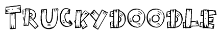 The image contains the name Truckydoodle written in a decorative, stylized font with a hand-drawn appearance. The lines are made up of what appears to be planks of wood, which are nailed together