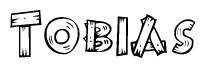 The clipart image shows the name Tobias stylized to look like it is constructed out of separate wooden planks or boards, with each letter having wood grain and plank-like details.