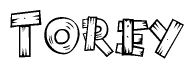 The clipart image shows the name Torey stylized to look like it is constructed out of separate wooden planks or boards, with each letter having wood grain and plank-like details.
